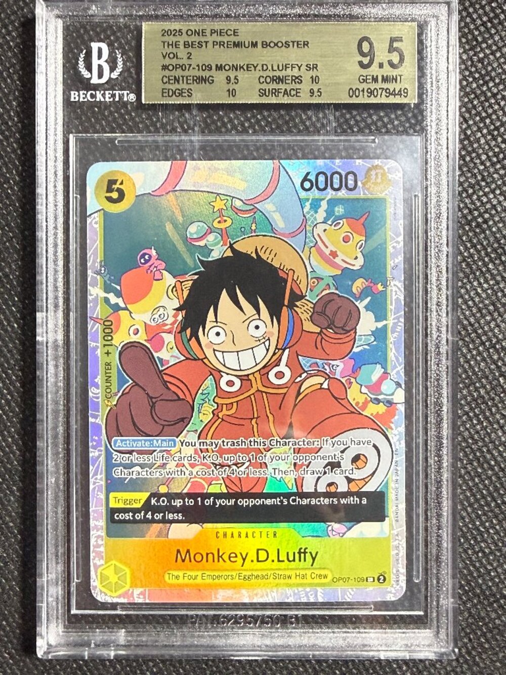 One Piece Monkey D Luffy OP07109 Premium Booster The Best Vol.2 BGS 9.5 GEM MINT